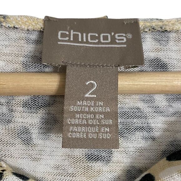 Chico’s‎ Leopard Print hooded sweater shirt size 2 lightweight - Picture 3 of 5